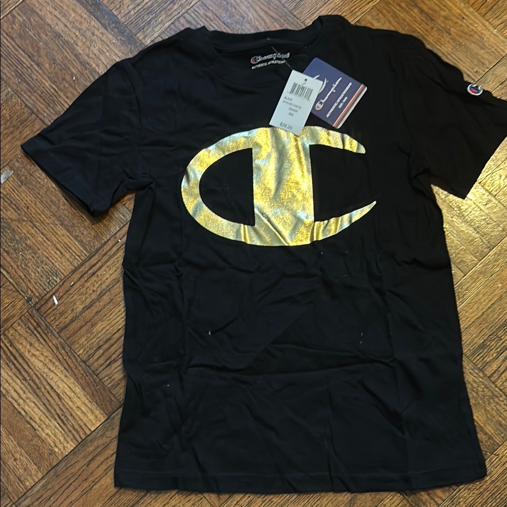 Champion Black and Gold Short Sleeve Tee